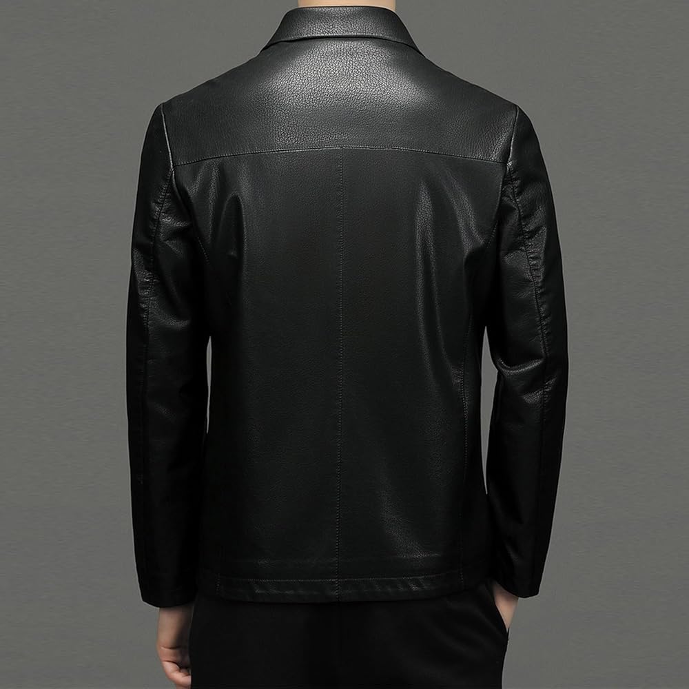 SWJGLITTR Men's Casual Leather Jacket Male Inner Pocket Leather
